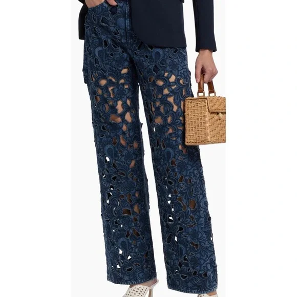 Rag & Bone‎ New York Embellished Lace Wide Leg Jeans Size 33 - Picture 5 of 7